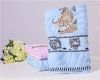 Jacquard Printed Towel Tiger Satin-border Blue Pink Towels