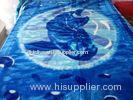 Antistatic Blue Soft Mink Blanket Adults With Cartoon , 85% Acrylic 10% Polyester
