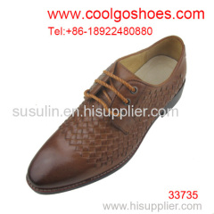 factory fashion style lace up brushed men leather shoes