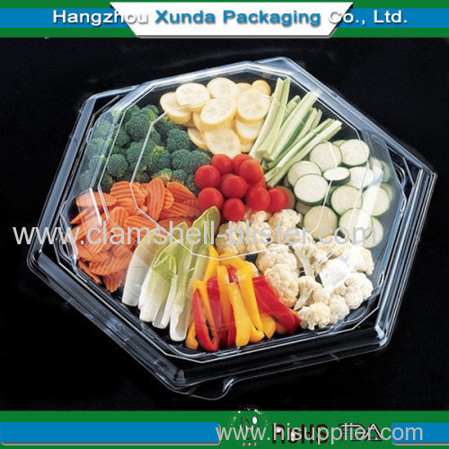Plastic fruit or vegetable tray with dividers
