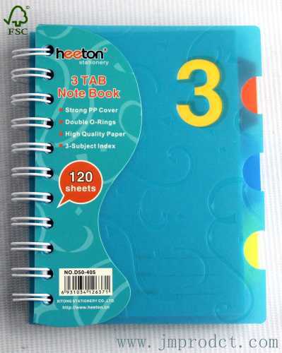3 tab spiral notebook with pp cover