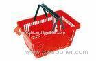 Red HDPP Hand Supermarket Plastic Shopping Baskets With Handles