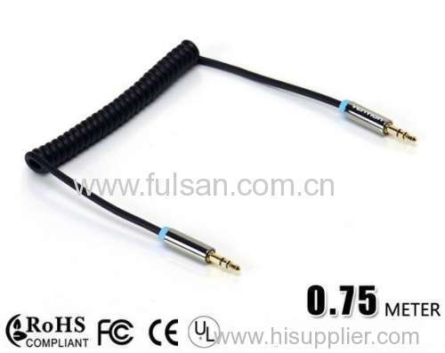 3.5mm Stereo Audio Male to Male Spring Spiral Retractable Cable for MP3, PC