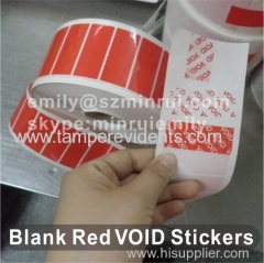 Blank Red VOID Stickers In Rolls