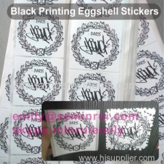 Custom Strong Adhesive 7x7cm Black Eggshell Destructible Sticker for Graffiti Art