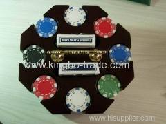 Octagonal wooden revolving rack poker sets china supplier