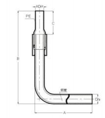 PE-Steel Adapter With 90 Degree Pipe Fitting