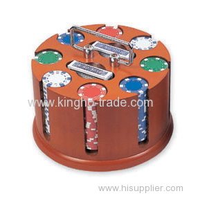 200pcs round wooden revolving rack poker chip set china supplier
