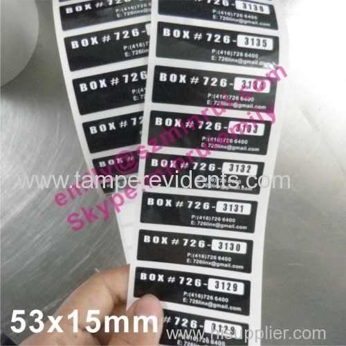 PET Vinyl Stickers with Serials Numbers