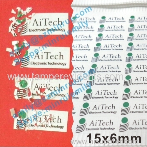 Custom 15x6mm Destructible Brittle Stickers,Tamper Evident Seal Stickers With Company Logo,Tamper Proof Packaging Labels