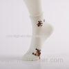 White Patterned Womens Ankle Socks , Jacquard Polar Bear Socks