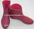 Red Solid color Ankle Rain Boots For Women For Fishing / Walking