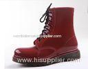 Red Size 12 Water Proof Womens Rain Boots Mid - Calf Lace Up For Walking