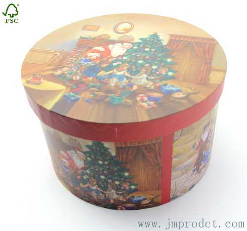 Round Christmas tree gift box for family