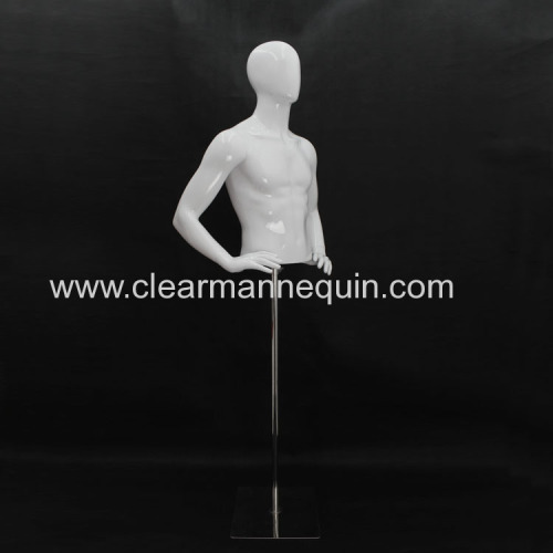 Male white half-body with arms PC torso mannequin whosale