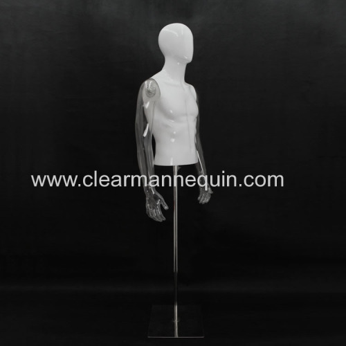 White and transparent male mix series torsos mannequin