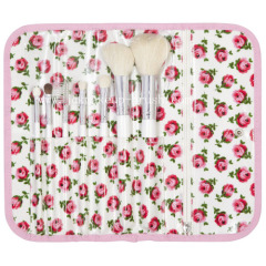 Makeup Brush Set with Flower Patterm Pouch