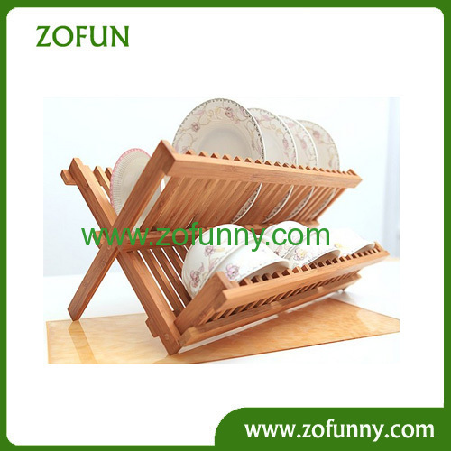 Foldable bamboo dish rack