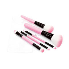 5 Piece Pink Synthetic Hair Travel Makeup Brush Set in PVC Bag