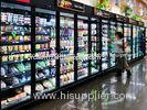 Self Service Upright Multideck Open Chiller , Glass Fronted Fridge With Curved Glass