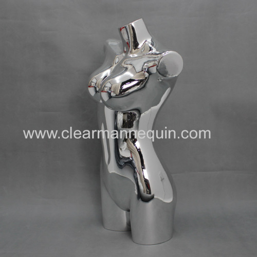 Electroplated silvery female torso mannequin whosale