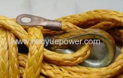 UHMwPE Ultra High Molecular weight Polyethylene fibre Dynema rope webbing overhead lines stringing operation wire rope