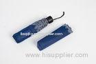 21" 3 Folding UV Parasol Umbrella Flower Lace Blue With Hand Open