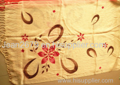 Zhejiang scarf factory hot sale 15%nylon85%viscose flower screen print scarves