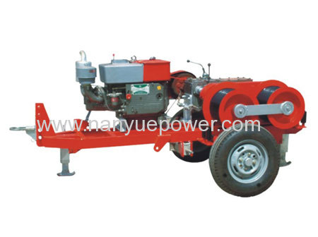 Five Ton Twin Bull Wheel Engine Powered Winch Overhead Lines Conductor Stringing Winch Cable Puller