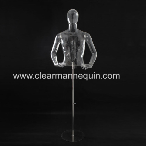 Store display male transparent mannequin torsos