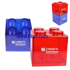 Promotional block shape plastic transparent coin bank