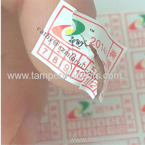 Custom security frequency warranty stickers label