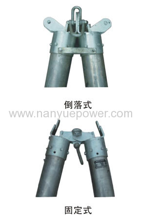 Aluminum alloy A-shape tubular gin pole to hoist moderate weight of components during the construction of transmission