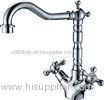 Brass Polished Chrome Kitchen Sink Water Faucet One Hole with Two Cross Handles for Home