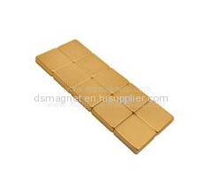 Sintered block NdFeB magnet with gold coating