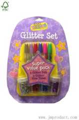 glitter glue set with pots and tubes
