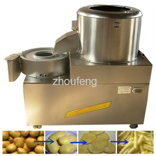 Stainless potato washing peeling and cutting machine