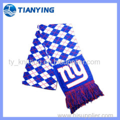 football fan jacquard acrylic knitted fan scarf