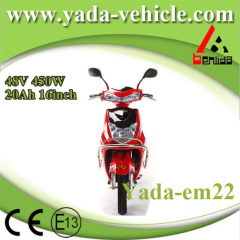 48v 450w 20ah 16inch drum brake sport style electric scooter motorcycle (yada em22)