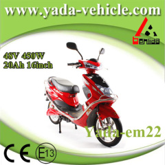 48v 450w 20ah 16inch drum brake sport style electric scooter motorcycle (yada em22)