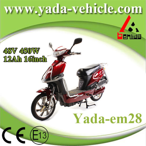 48v 450w 12ah 16inch drum brake sport style electric scooter motorcycle (yada em28)