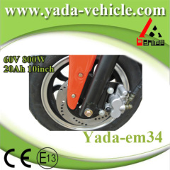 60v 800w 20ah 10inch disc brake mini sport style electric scooter motorcycle (yada em34)