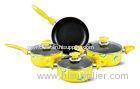 Yellow Allover Printing 7 Pcs Nonstick Pan Set Kitchen Cookware