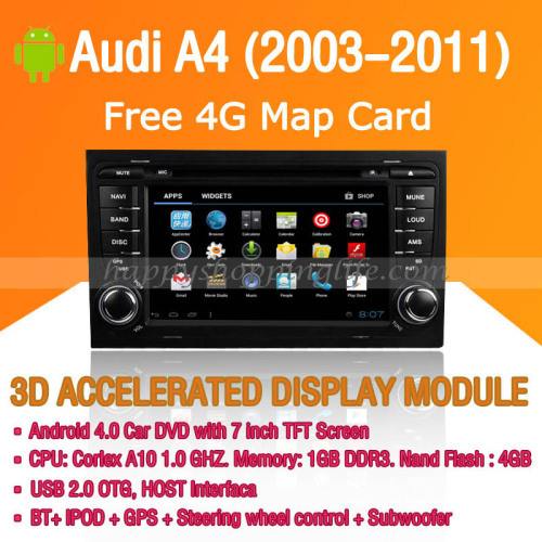 Android Car DVD Player GPS Navigation Wifi 3G for Audi A4 2003-2011 Bluetooth Touch Screen