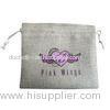 Embroidered Gray Jewelry Drawstring Pouch Durable For Wedding Favors