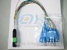 Blue MPO FTTX Fiber Optic Patch Cord With Ceramic Ferrules