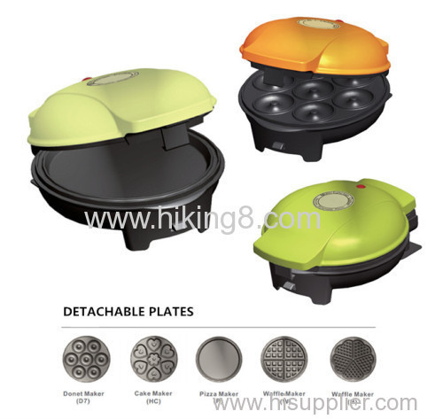5 detachable plates for selection snack maker
