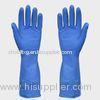 Mans Blue Household Latex Gloves With beaded cuff , straight cuff