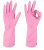 Pink rubber Kitchen Latex Gloves With dip flocklined for women