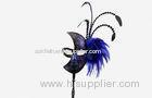 Halloween Prop Masquerade Ball Mask , Blue Venice Mask With Sticks